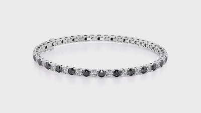 Black and White Diamond Tennis Bracelet 14K Gold 6 Carats