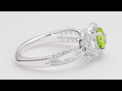 Video of Peridot Ring Sterling Silver Round Shape 0.75 Carats SR10030. Includes a Peora gift box. Free shipping, 30-day returns, authenticity guaranteed. 