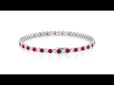 Ruby and Diamond Tennis Bracelet 14K Gold 9.50 Carats