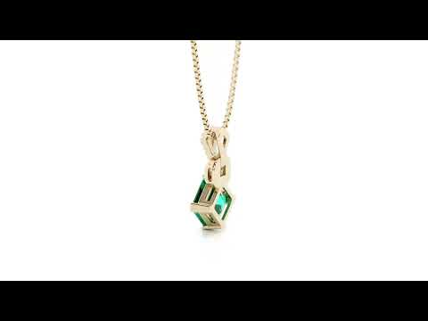 Video of Peora 14K Yellow Gold Created Colombian Emerald and Lab Grown Diamond Pendant Asscher Cut P10238.   Includes a Peora gift box. Free shipping, 45-day returns, authenticity guaranteed.