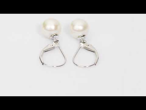 Video of 8mm Freshwater Cultured White Pearl Leverback Earrings in 14K White Gold. Includes a Peora gift box. Free shipping, 45-day returns, authenticity guaranteed. E19300