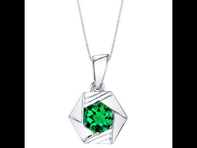 Video of Simulated Emerald Sterling Silver Cirque Pendant Necklace SP11472. Includes a Peora gift box. Free shipping, 30-day returns, authenticity guaranteed. 