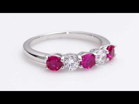 Video of Sterling Silver Created Ruby Five-Stone Trellis Ring Band Sizes 5 to 9 SR11882. Includes a Peora gift box. Free shipping, 30-day returns, authenticity guaranteed. 