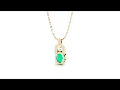 Video of Peora 14K Yellow Gold Created Colombian Emerald and Lab Grown Diamond Pendant Oval Shape P10230. Includes a Peora gift box. Free shipping, 45-day returns, authenticity guaranteed.