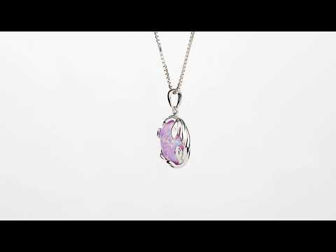 Video of Created Purple Fire Opal Pendant Necklace in Sterling Silver, 3 Carats. Includes a Peora gift box. Free shipping, 45-day returns, authenticity guaranteed. SP12532