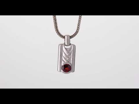 Video of Garnet Chevron Pendant Necklace For Men In Sterling Silver SN12068. Includes a Peora gift box. Free shipping, 30-day returns, authenticity guaranteed. 