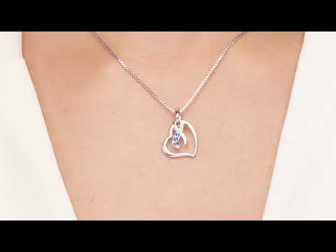 Video of Peora Colon Cancer Awareness Heart Pendant Necklace Hope, Fight, Survive Blue Ribbon SP12040. Includes a Peora gift box. Free shipping, 30-day returns, authenticity guaranteed. 