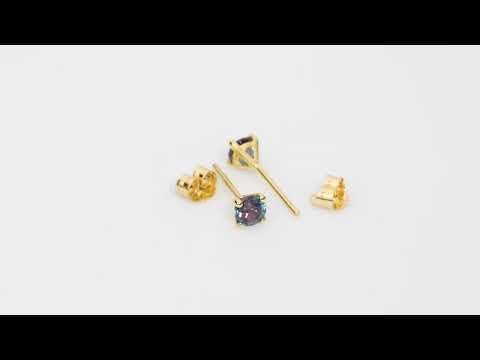 Video of 4mm Round Created Alexandrite Solitaire Stud Earrings in 14K White Gold.  Includes a Peora gift box. Free shipping, 45-day returns, authenticity guaranteed. E19314